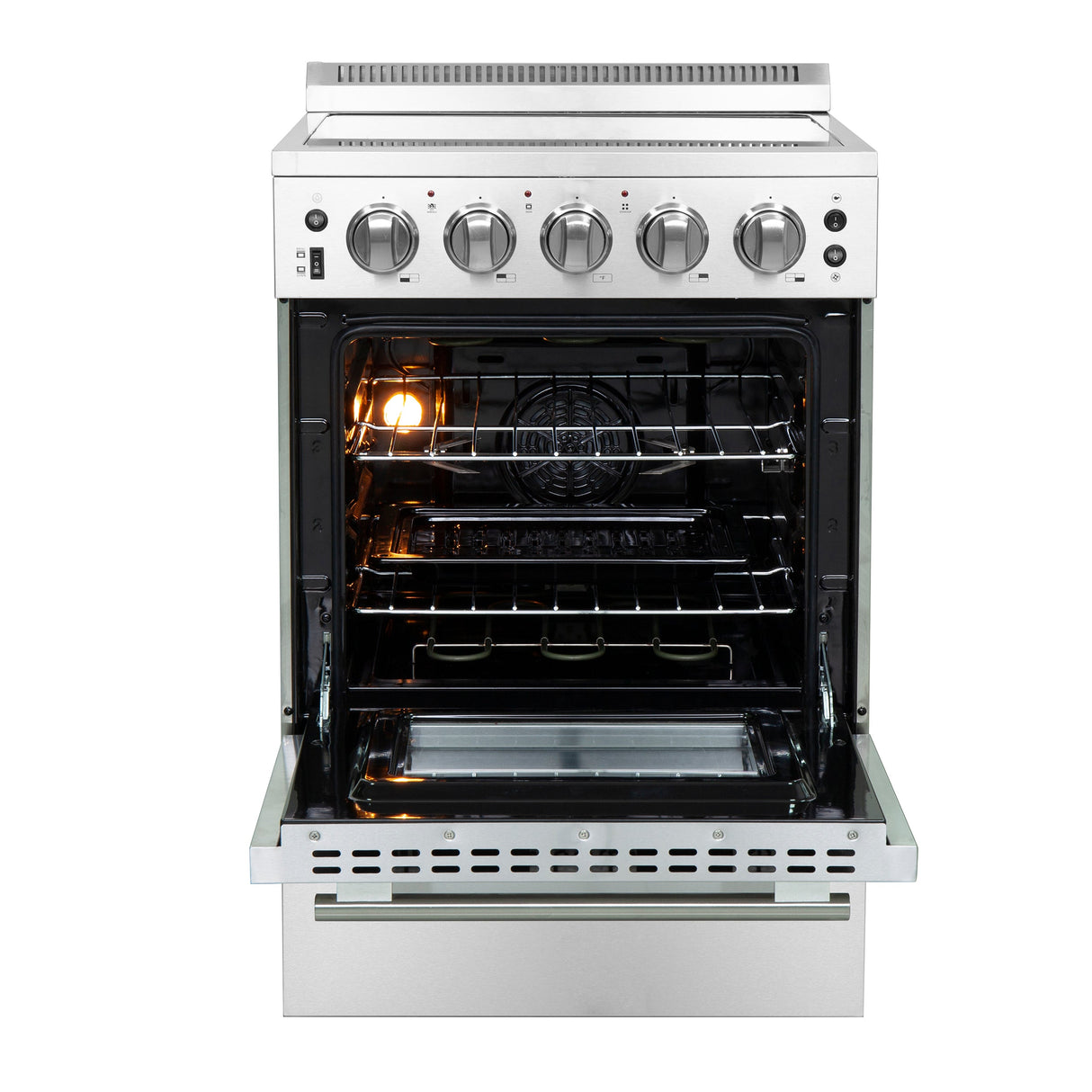 FORNO Loiano 24" 2.3 cu. ft. Freestanding Electric Range with 4 Element Burners in Stainless Steel, FFSEL6069-24