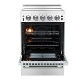 FORNO Loiano 24" 2.3 cu. ft. Freestanding Electric Range with 4 Element Burners in Stainless Steel, FFSEL6069-24