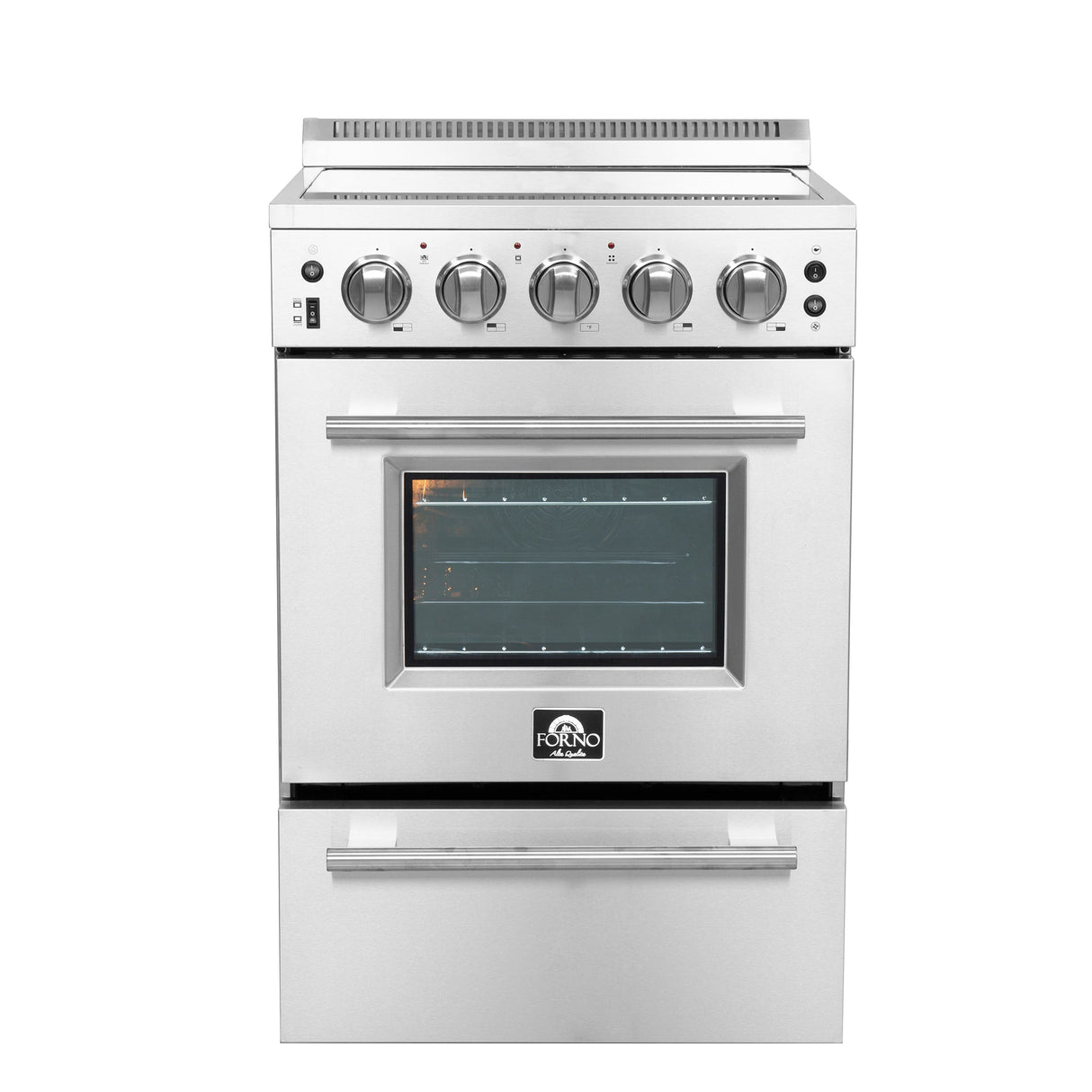 FORNO Loiano 24" 2.3 cu. ft. Freestanding Electric Range with 4 Element Burners in Stainless Steel, FFSEL6069-24