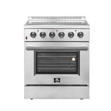 FORNO Galiano 30" 4.32 cu. ft. Freestanding Electric Range with 4 Elements in Stainless Steel, FFSEL6083-30