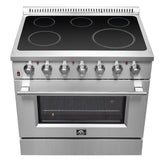 FORNO Galiano 36" 5.36 cu. ft. Freestanding Electric Range with 5 Elements in Stainless Steel, FFSEL6083-36