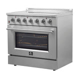 FORNO Galiano 36" 5.36 cu. ft. Freestanding Electric Range with 5 Elements in Stainless Steel, FFSEL6083-36