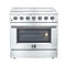 FORNO Galiano 36" 5.36 cu. ft. Freestanding Electric Range with 5 Elements in Stainless Steel, FFSEL6083-36