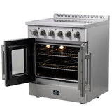 FORNO Galiano 30" 4.32 cu. ft. Freestanding Electric Range with French Door in Stainless Steel, FFSEL6917-30