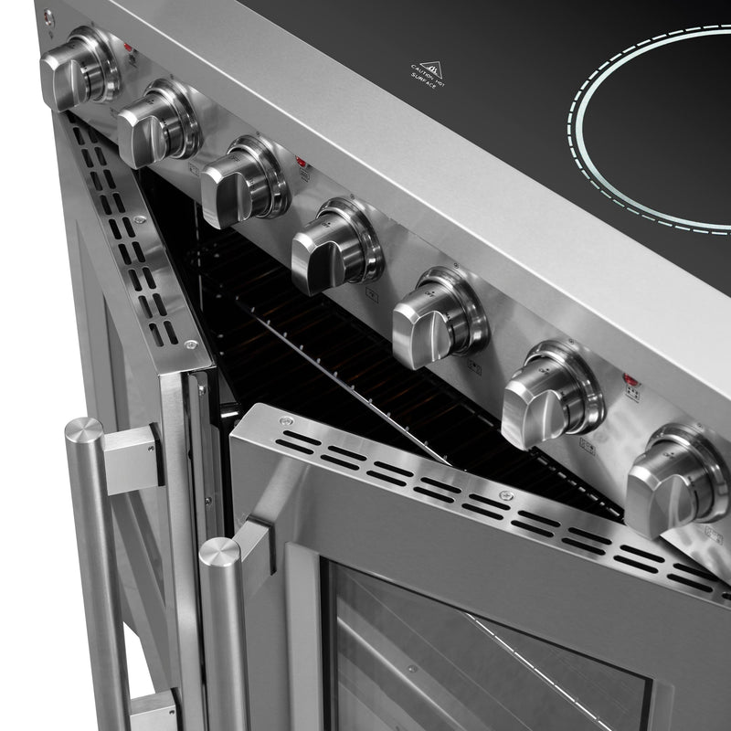 FORNO Galiano 36" 5.36 cu. ft. Freestanding Electric Range with French Door in Stainless Steel, FFSEL6917-36