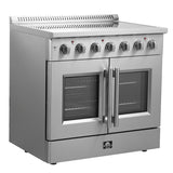 FORNO Galiano 36" 5.36 cu. ft. Freestanding Electric Range with French Door in Stainless Steel, FFSEL6917-36