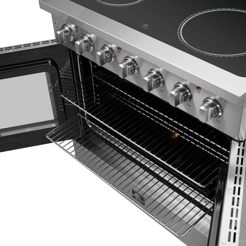 FORNO Galiano 36" 5.36 cu. ft. Freestanding Electric Range with French Door in Stainless Steel, FFSEL6917-36
