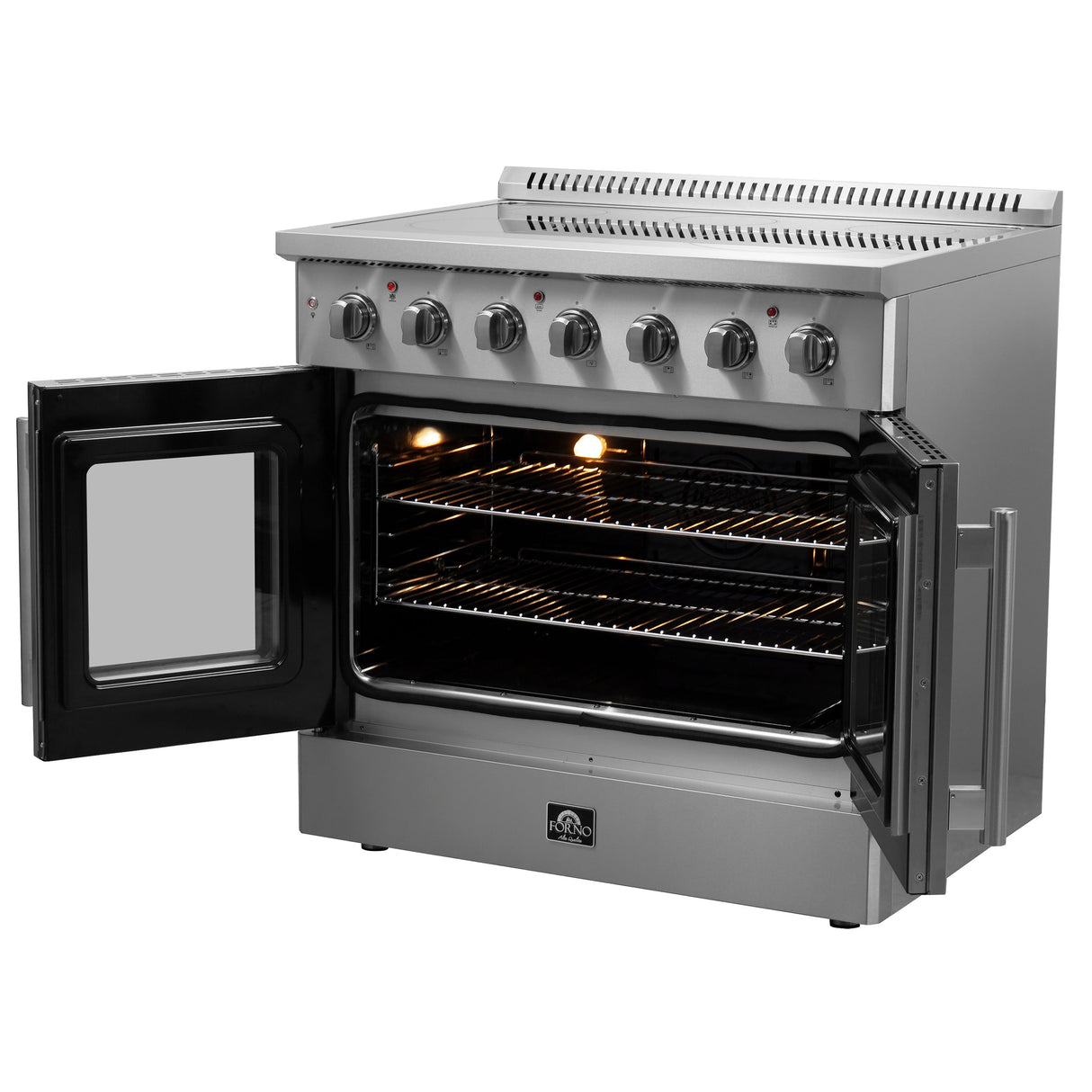 FORNO Galiano 36" 5.36 cu. ft. Freestanding Electric Range with French Door in Stainless Steel, FFSEL6917-36