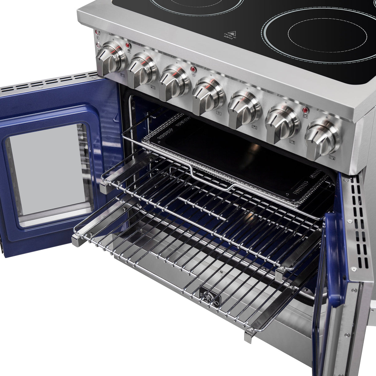 FORNO Massimo 30" 4.32 cu. ft. Freestanding French Door Electric Range with 5 Elements, FFSEL6955-30