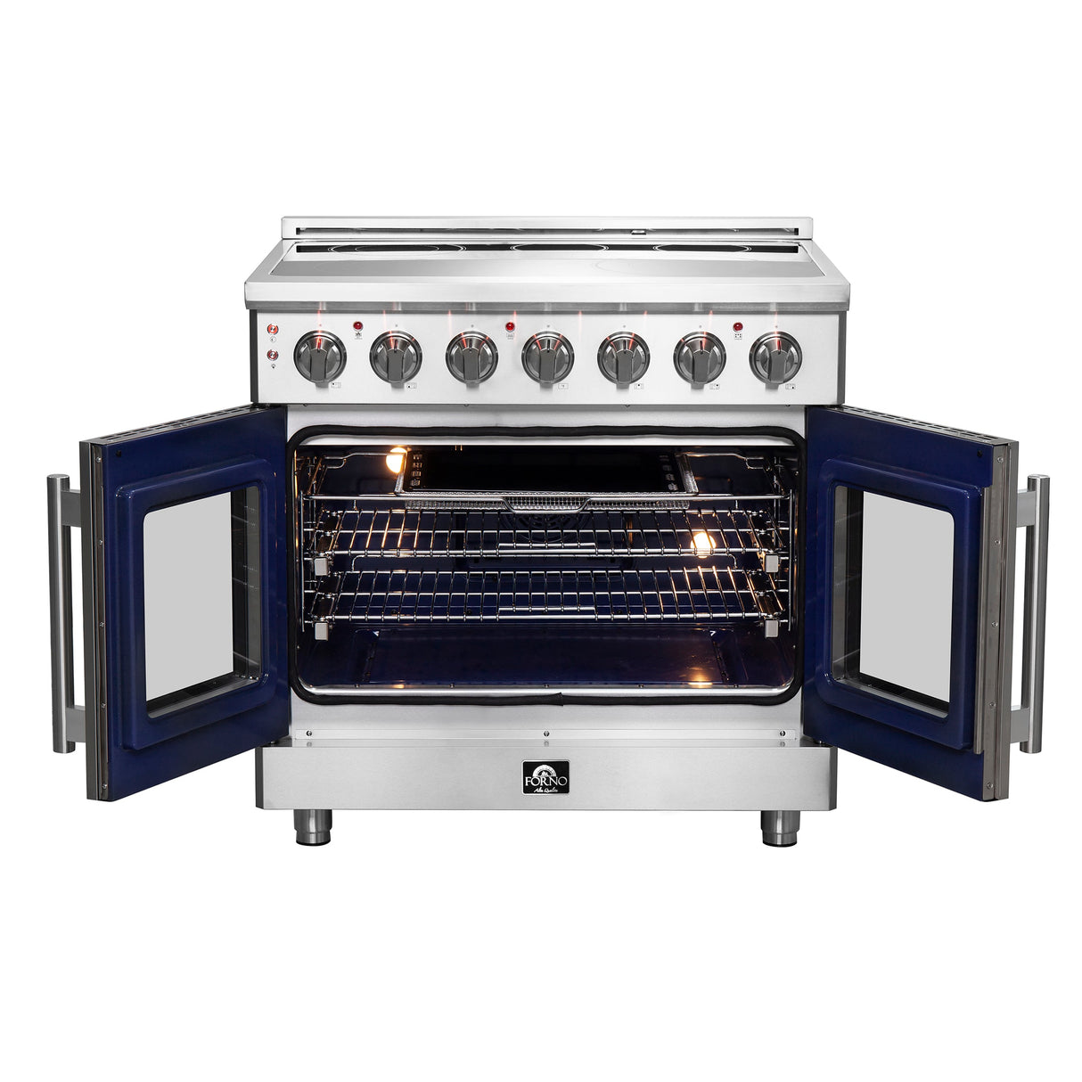 FORNO Massimo 36" 5.36 cu. ft. Freestanding French Door Electric Range with 5 Elements, FFSEL6955-36
