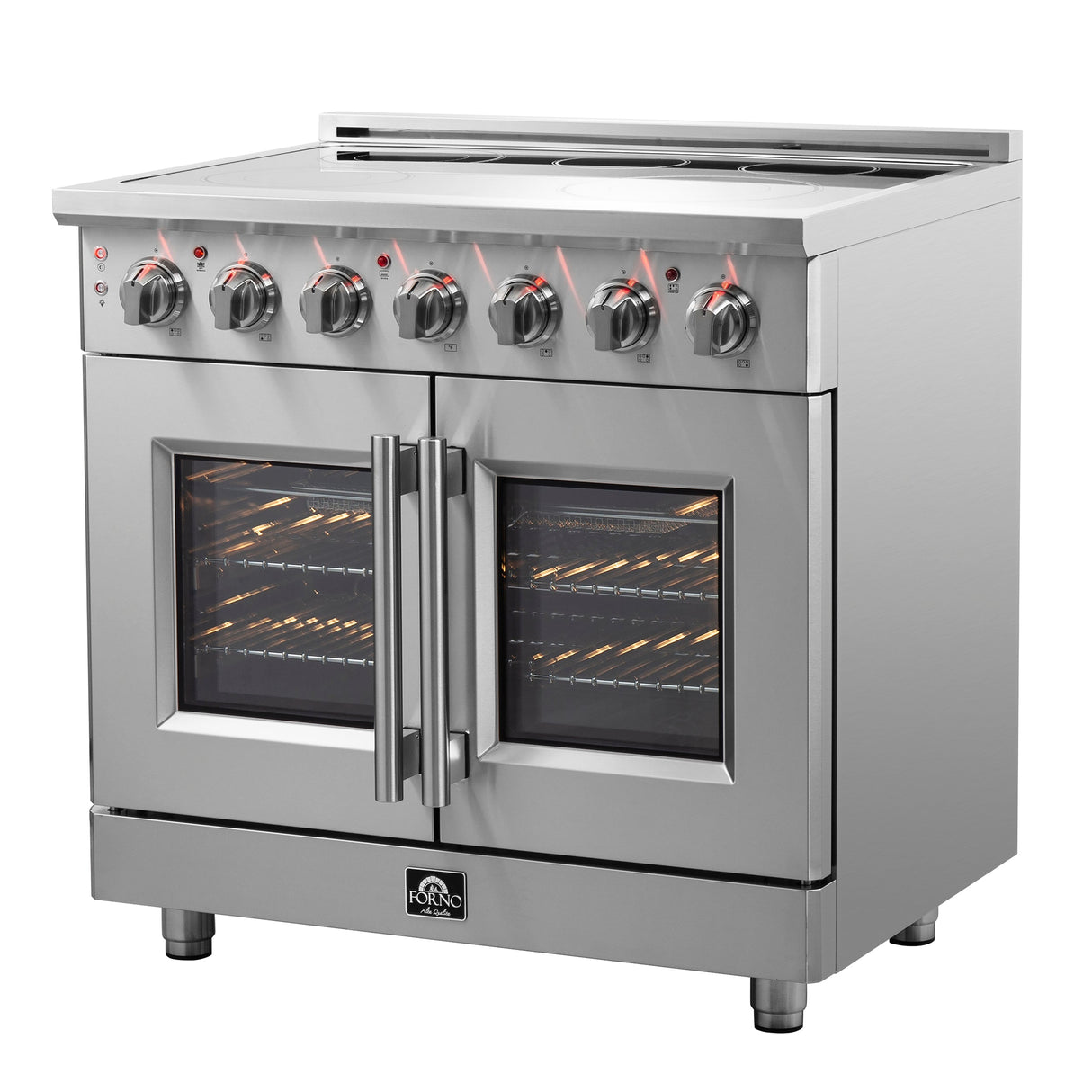FORNO Massimo 36" 5.36 cu. ft. Freestanding French Door Electric Range with 5 Elements, FFSEL6955-36