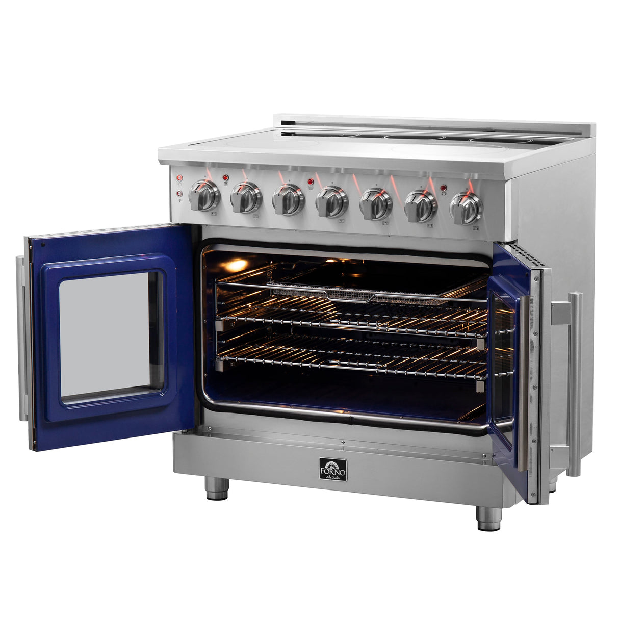 FORNO Massimo 36" 5.36 cu. ft. Freestanding French Door Electric Range with 5 Elements, FFSEL6955-36