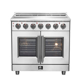 FORNO Massimo 36" 5.36 cu. ft. Freestanding French Door Electric Range with 5 Elements, FFSEL6955-36