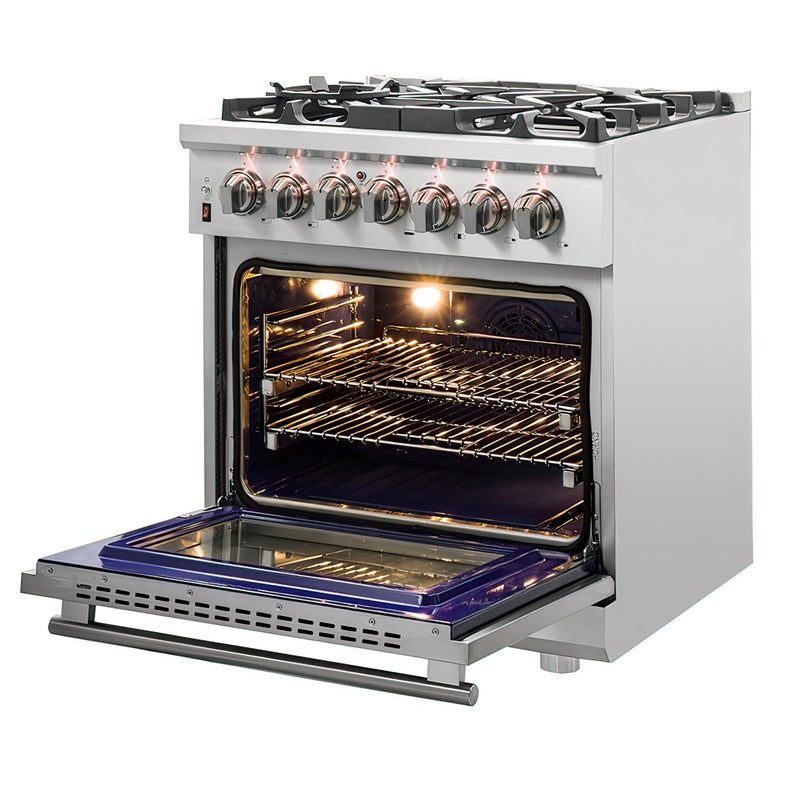 FORNO Appliance Package - 30" Dual Fuel Range, 30" Range Hood, AP-FFSGS6125-30-W