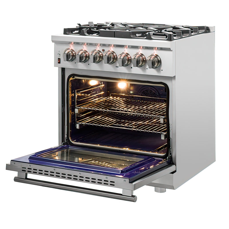 FORNO Appliance Package - 30" Dual Fuel Range, Dishwasher, 60" Refrigerator, AP-FFSGS6125-30-W-5