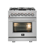FORNO Appliance Package - 30" Dual Fuel Range, 30" Range Hood, Dishwasher, AP-FFSGS6125-30-W-2