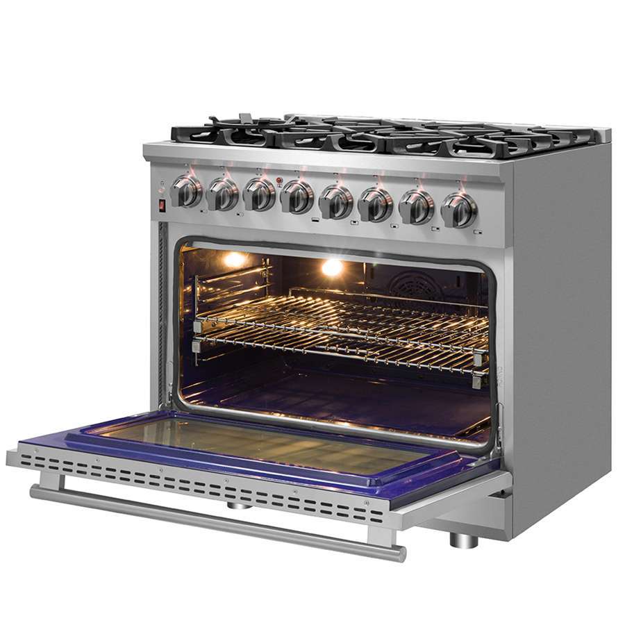 FORNO Massimo 36″ 5.36 cu. ft. Freestanding Dual Fuel Range with 6 Burners, FFSGS6125-36