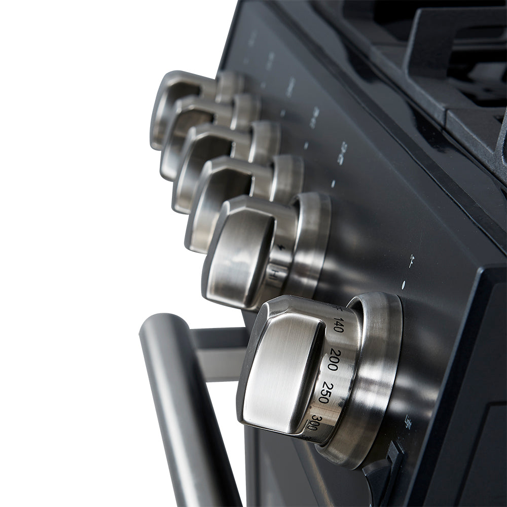 FORNO Espresso Leonardo 30" 5 cu. ft. Gas Range in Black with Silver Handles, FFSGS1116-30BLK