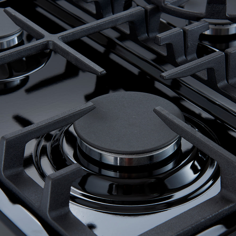 FORNO Espresso Leonardo 30" 5 cu. ft. Gas Range in Black with Silver Handles, FFSGS1116-30BLK