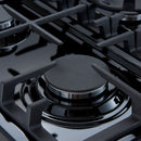 FORNO Espresso Leonardo 30" 5 cu. ft. Gas Range in Black with Antique Brass Handles, FFSGS1116-30BLK