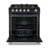 FORNO Espresso Leonardo 30" 5 cu. ft. Gas Range in Black with Silver Handles, FFSGS1116-30BLK