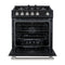 FORNO Espresso Leonardo 30" 5 cu. ft. Gas Range in Black with Silver Handles, FFSGS1116-30BLK