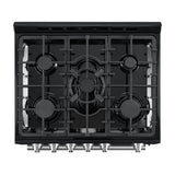 FORNO Espresso Leonardo 30" 5 cu. ft. Gas Range in Black with Silver Handles, FFSGS1116-30BLK