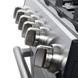 FORNO Espresso Leonardo 30" 5 cu. ft. Gas Range in Stainless Steel with Silver Handles, FFSGS1116-30