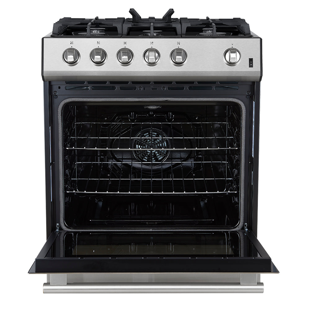 FORNO Espresso Leonardo 30" 5 cu. ft. Gas Range in Stainless Steel with Silver Handles, FFSGS1116-30
