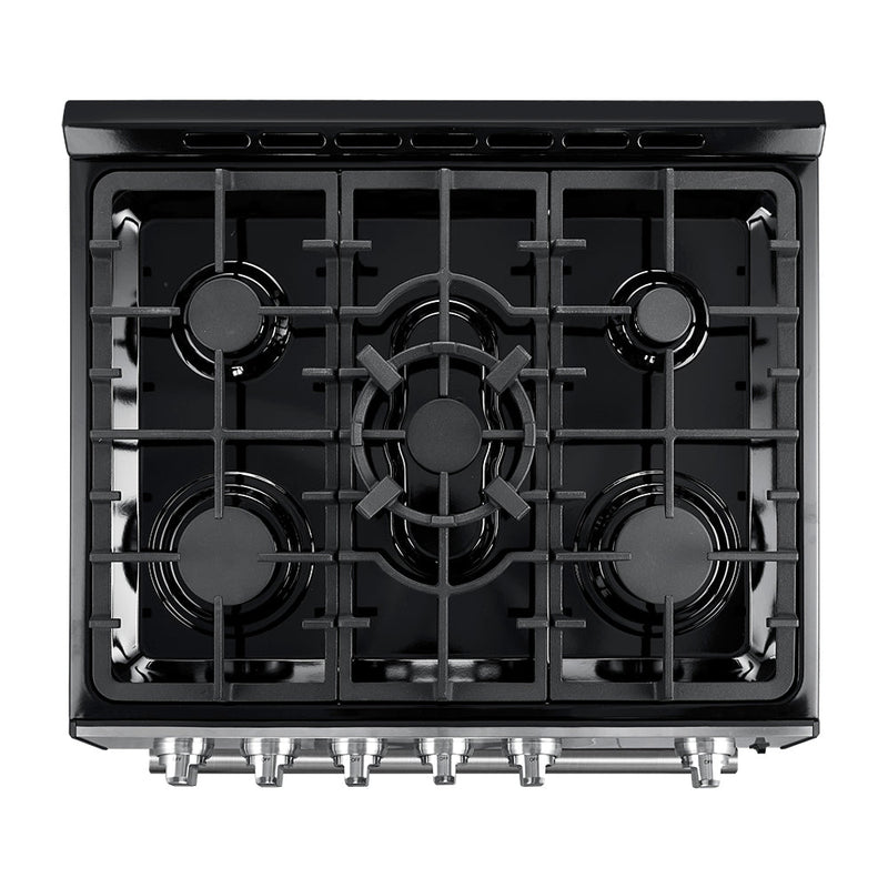 FORNO Espresso Leonardo 30" 5 cu. ft. Gas Range in Stainless Steel with Silver Handles, FFSGS1116-30
