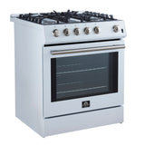 FORNO Espresso Leonardo 30" 5 cu. ft. Gas Range in White with Silver Handles, FFSGS1116-30WHT