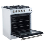 FORNO Espresso Leonardo 30" 5 cu. ft. Gas Range in White with Silver Handles, FFSGS1116-30WHT