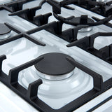 FORNO Espresso Leonardo 30" 5 cu. ft. Gas Range in White with Antique Brass Handles, FFSGS1116-30WHT