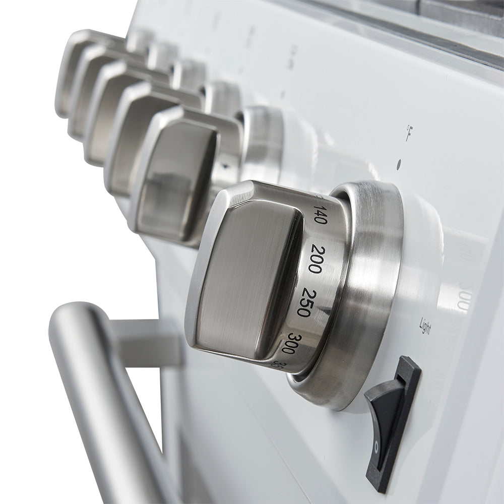 FORNO Espresso Leonardo 30" 5 cu. ft. Gas Range in White with Silver Handles, FFSGS1116-30WHT