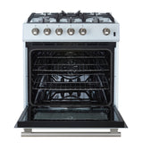 FORNO Espresso Leonardo 30" 5 cu. ft. Gas Range in White with Silver Handles, FFSGS1116-30WHT