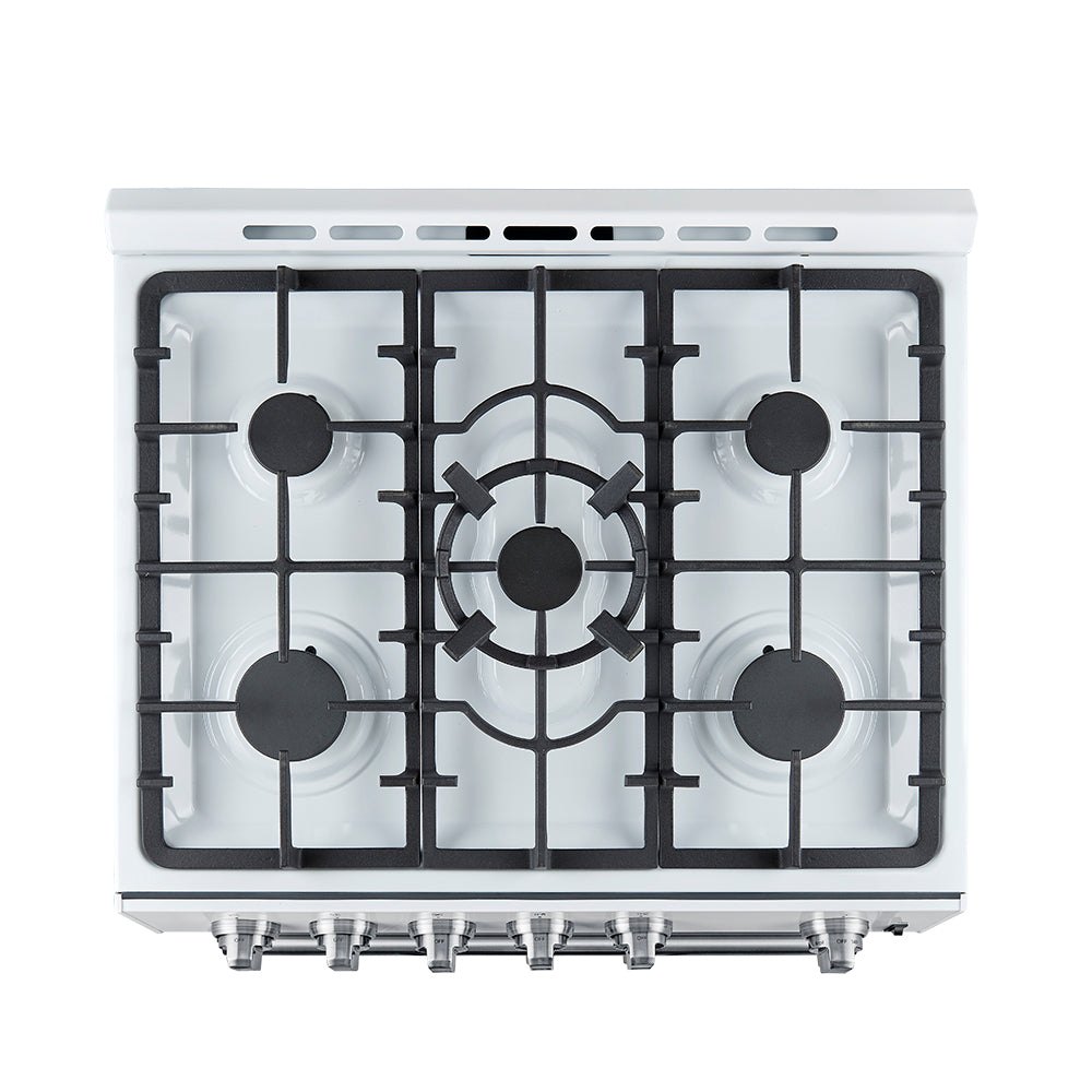 FORNO Espresso Leonardo 30" 5 cu. ft. Gas Range in White with Silver Handles, FFSGS1116-30WHT