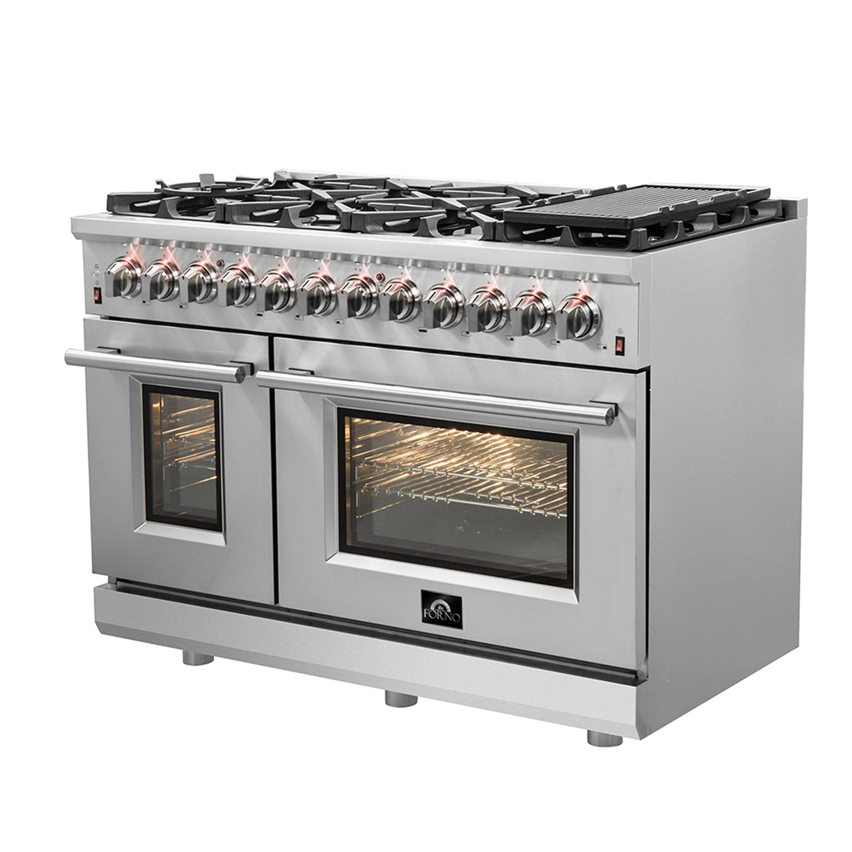 FORNO Massimo 48″ 6.58 cu. ft. Freestanding Dual Fuel Range with 8 Burners, FFSGS6125-48