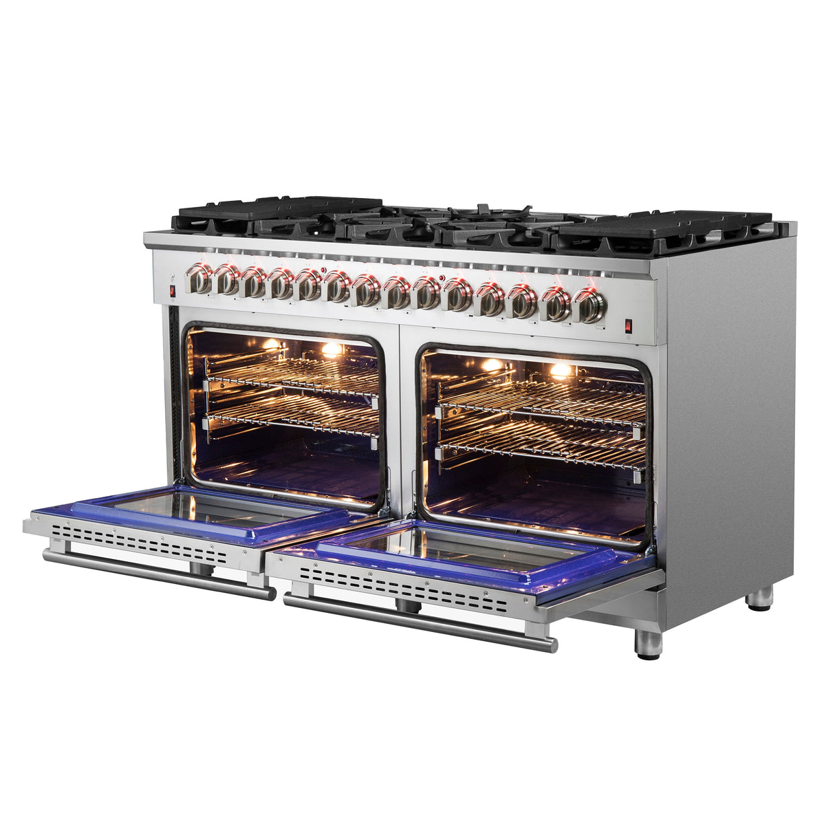FORNO Massimo 60″ 8.64 cu. ft. Freestanding Dual Fuel Range with 10 Burners, FFSGS6125-60