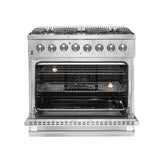 FORNO Galiano 36" 5.36 cu. ft. Dual Fuel Range with 6 Italian Burners in Stainless Steel, FFSGS6156-36