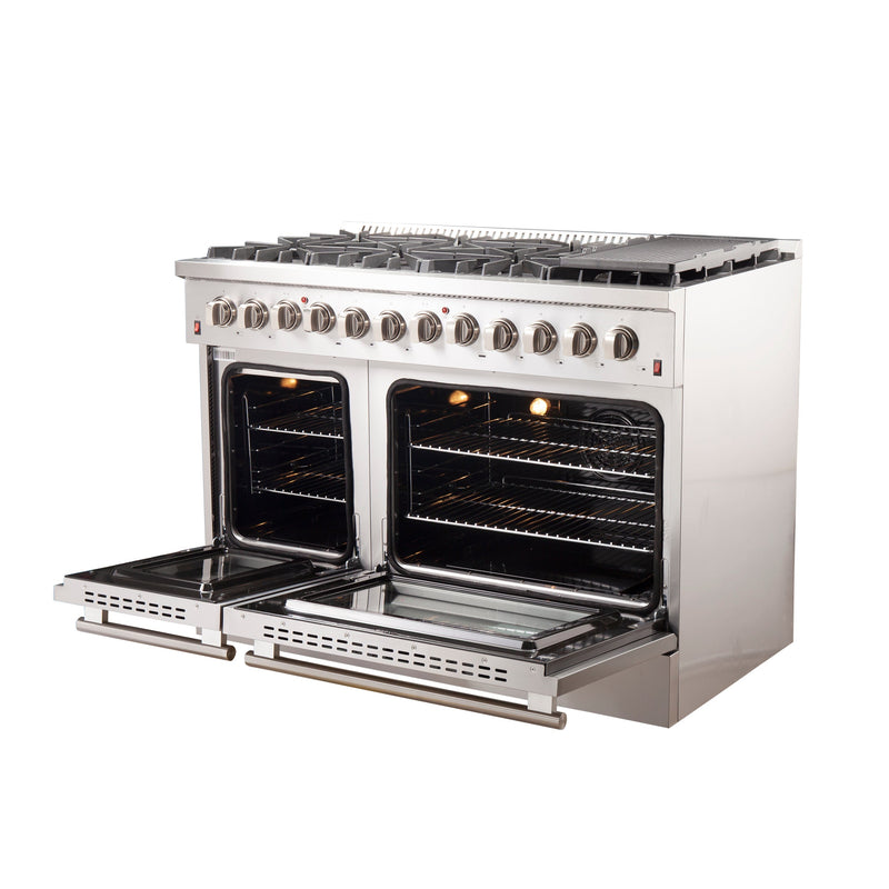 FORNO Galiano 48" 6.58 cu. ft. Dual Fuel Range with 8 Italian Burners in Stainless Steel, FFSGS6156-48