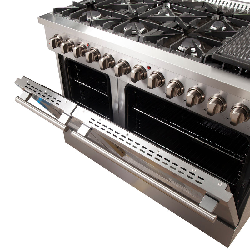 FORNO Galiano 48" 6.58 cu. ft. Dual Fuel Range with 8 Italian Burners in Stainless Steel, FFSGS6156-48