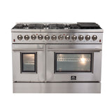 FORNO Galiano 48" 6.58 cu. ft. Dual Fuel Range with 8 Italian Burners in Stainless Steel, FFSGS6156-48