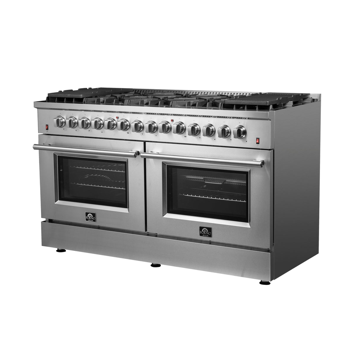 FORNO Galiano 60" 8.64 cu. ft. Dual Fuel Range with 10 Italian Burners in Stainless Steel, FFSGS6156-60