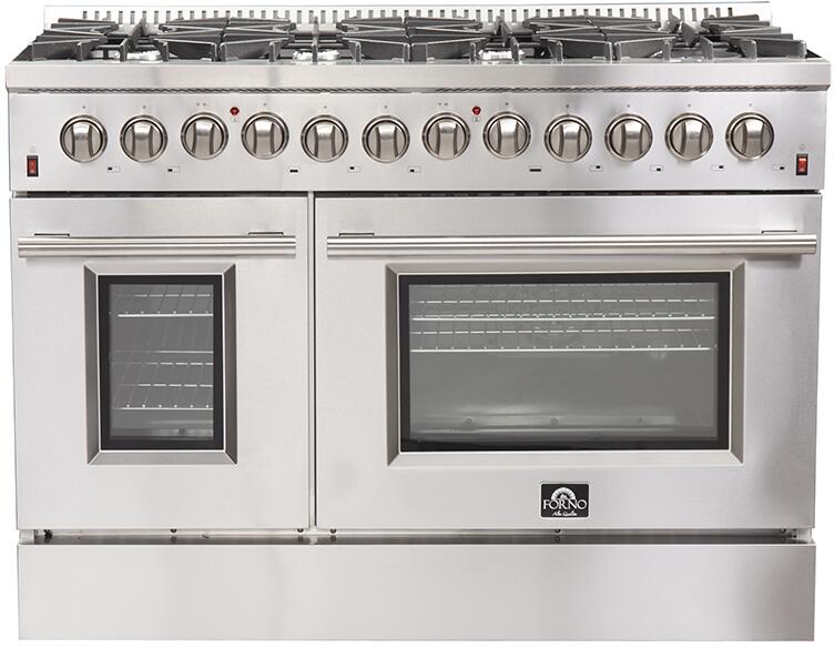 FORNO Appliance Package - 48 Inch Dual Fuel Range, Wall Mount Range Hood, 60 Inch Refrigerator, FBDL-017-02US