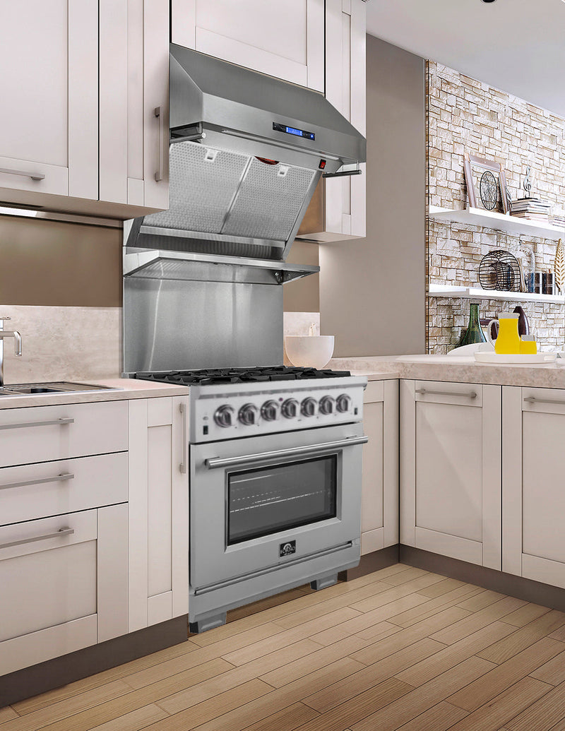 FORNO Capriasca 30" 4.32 cu. ft. Dual Fuel Range with 5 Italian Burners in Stainless Steel, FFSGS6187-30