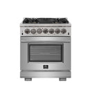 FORNO Capriasca 30" 4.32 cu. ft. Dual Fuel Range with 5 Italian Burners in Stainless Steel, FFSGS6187-30
