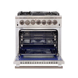 FORNO Capriasca 30" 4.32 cu. ft. Dual Fuel Range with 5 Italian Burners in Stainless Steel, FFSGS6187-30