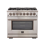 FORNO Capriasca 36" 5.36 cu. ft. Dual Fuel Range with 6 Italian Burners in Stainless Steel, FFSGS6187-36