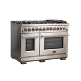 FORNO Capriasca 48" 6.58 cu. ft. Dual Fuel Range with 8 Italian Burners in Stainless Steel, FFSGS6187-48
