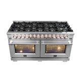 FORNO Capriasca 60" 8.64 cu. ft. Dual Fuel Range with 10 Italian Burners in Stainless Steel, FFSGS6187-60